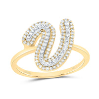 10K Yellow Gold Diamond Fashion Initial Ladies Ring 1/4 to 1/2 Cttw