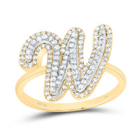 10K Yellow Gold Diamond Fashion Initial Ladies Ring 1/4 to 1/2 Cttw