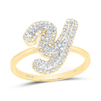 10K Yellow Gold Diamond Fashion Initial Ladies Ring 1/4 to 1/2 Cttw