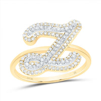 10K Yellow Gold Diamond Fashion Initial Ladies Ring 1/4 to 1/2 Cttw