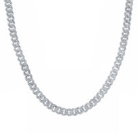 Sterling Silver Diamond 8mm Cuban Link Chain 22-inch 2-1/2 Cttw