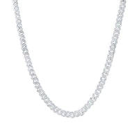 Sterling Silver Diamond 8mm Cuban Link Chain 22-inch 3-1/2 Cttw