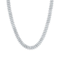 Sterling Silver Diamond 8mm Cuban Link Chain 22-inch 7-1/3 Cttw