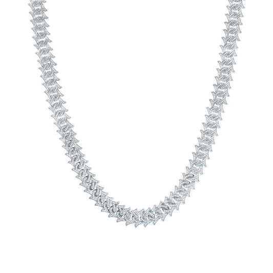 Sterling Silver Diamond 8mm Cuban Link Chain 22-inch 7-1/3 Cttw