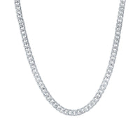 Sterling Silver Diamond 8mm Cuban Link Chain 22-inch 7-7/8 Cttw