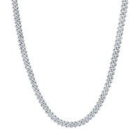 Sterling Silver Diamond 8mm Cuban Link Chain 22-inch 8-1/5 Cttw