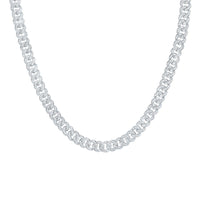 Sterling Silver Diamond 8mm Cuban Link Chain 22-inch 5-1/5 Cttw