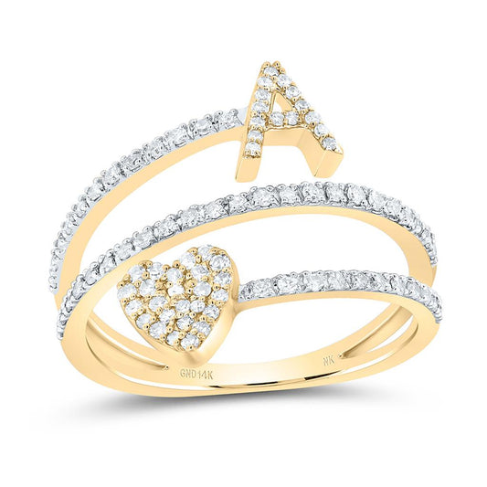 Diamond Gift Initial Heart Ladies Ring 3/8 Cttw