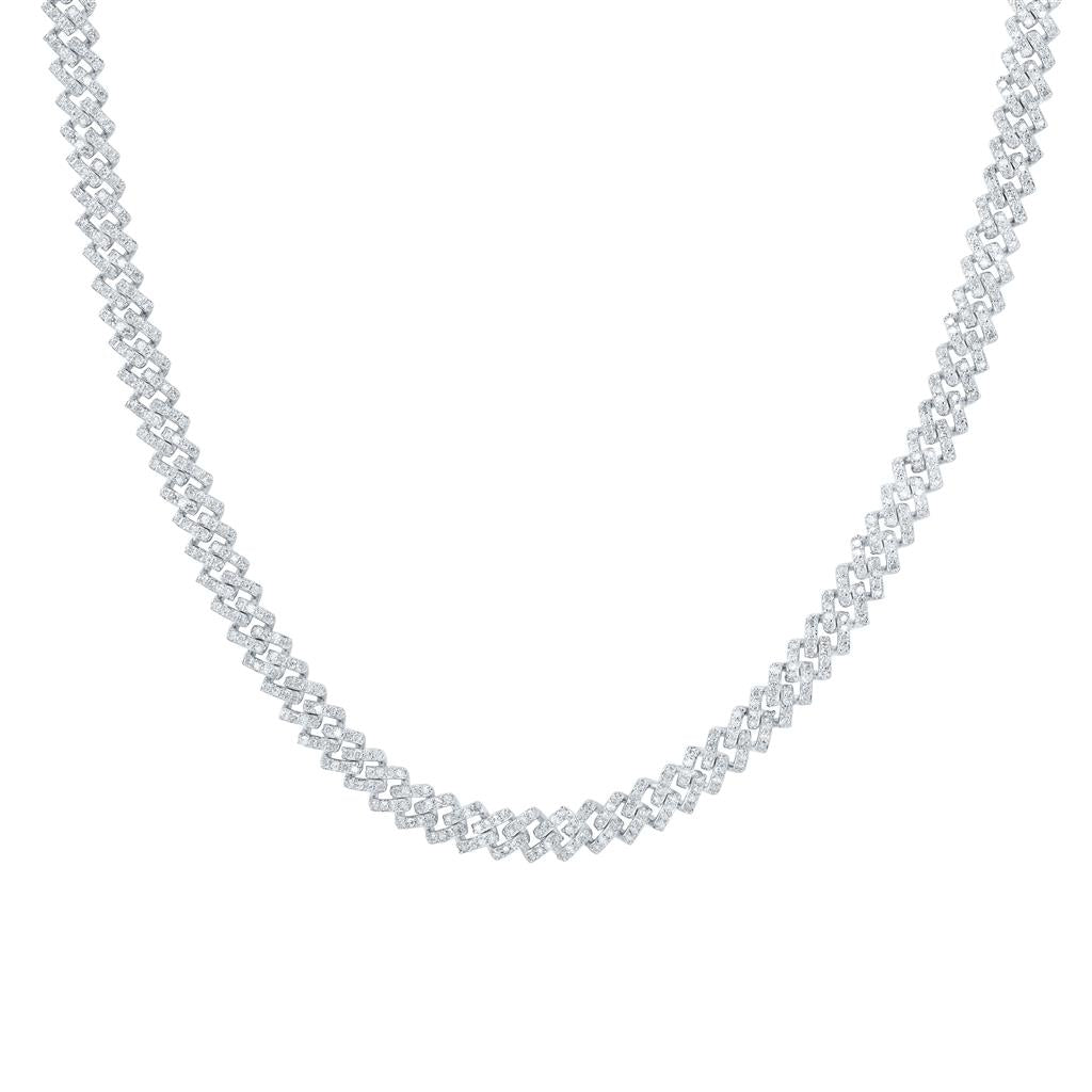 Sterling Silver Diamond 6mm Cuban Link Chain 22-inch 6 Cttw