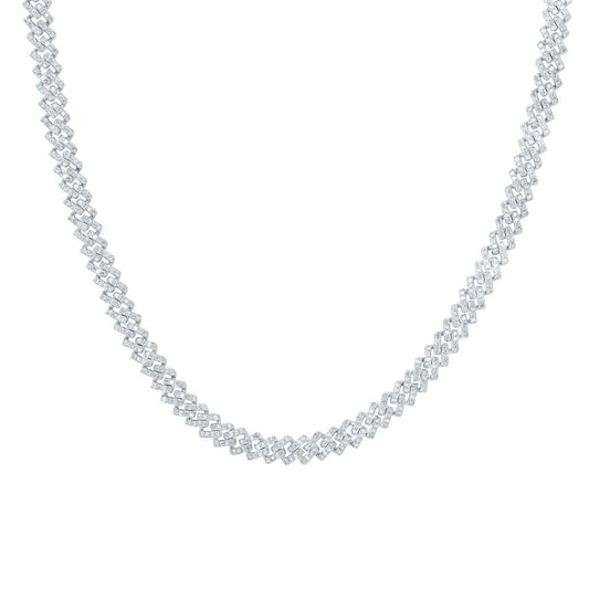 Sterling Silver Diamond 6mm Cuban Link Chain 22-inch 6 Cttw