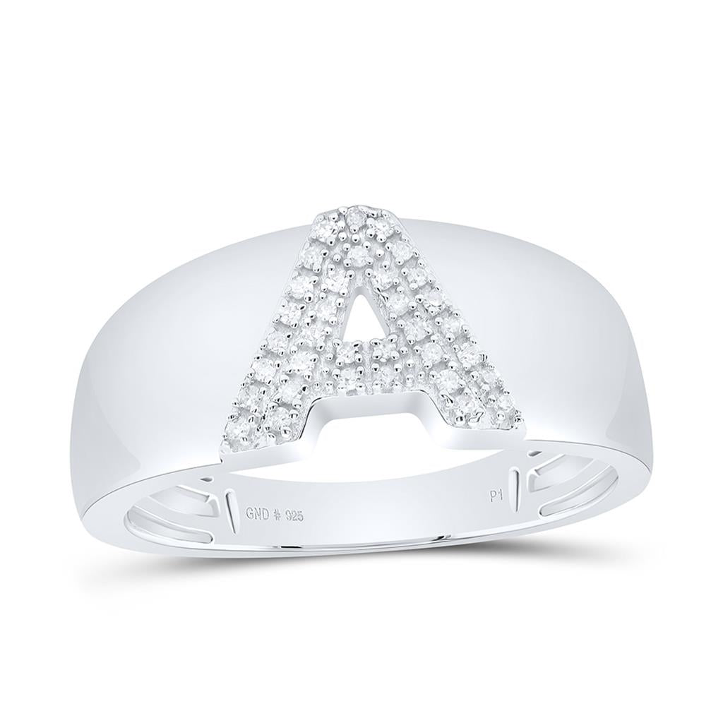 10K White Gold Diamond Gift Initial Ladies Ring