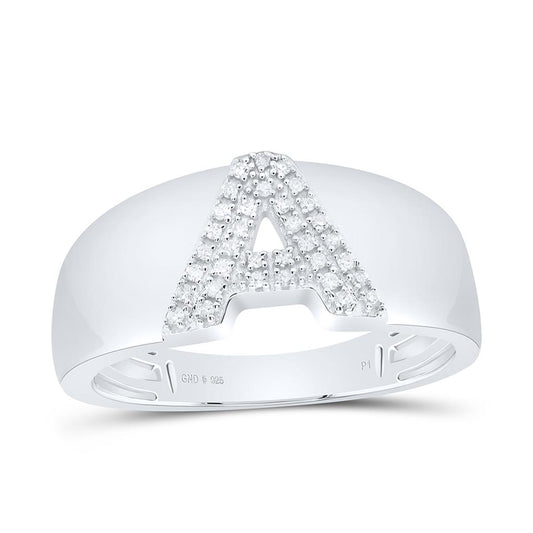 10K White Gold Diamond Gift Initial Ladies Ring