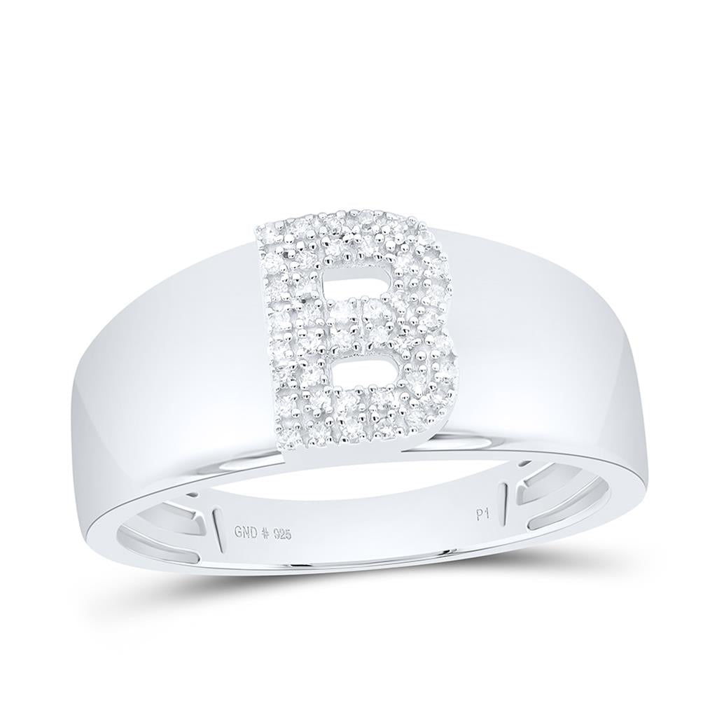10K White Gold Diamond Gift Initial Ladies Ring