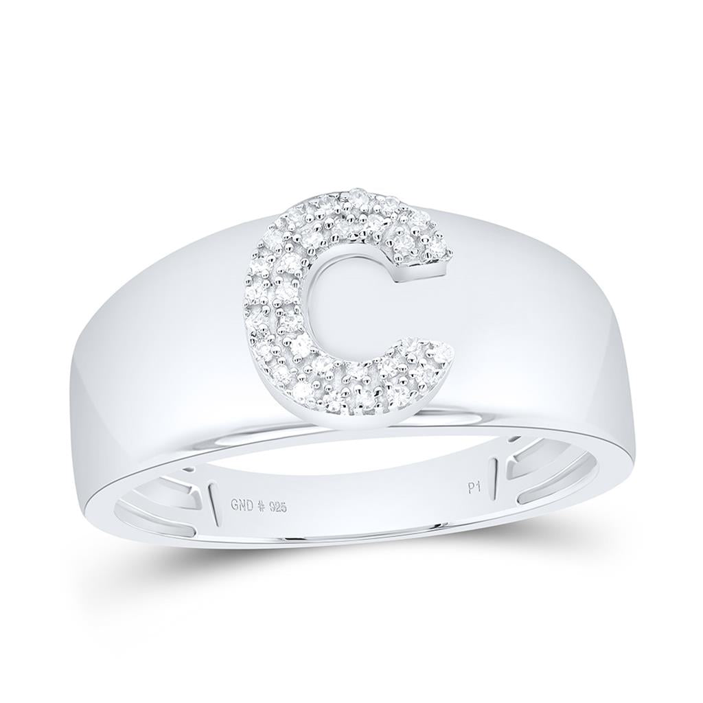 10K White Gold Diamond Gift Initial Ladies Ring