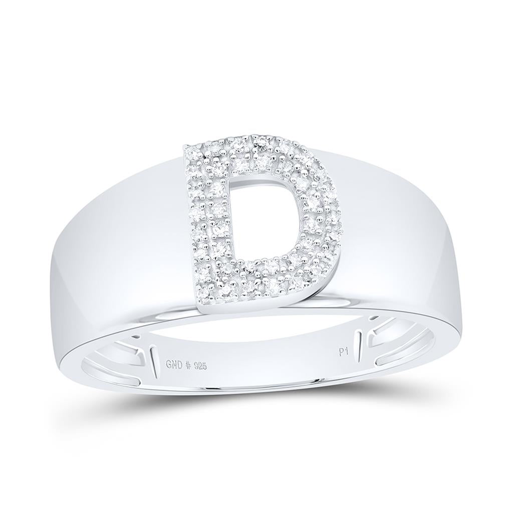 10K White Gold Diamond Gift Initial Ladies Ring