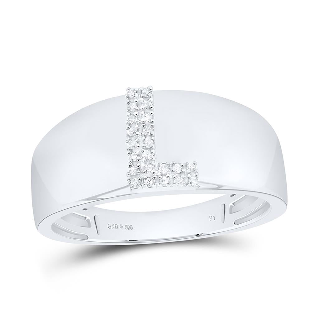 10K White Gold Diamond Gift Initial Ladies Ring