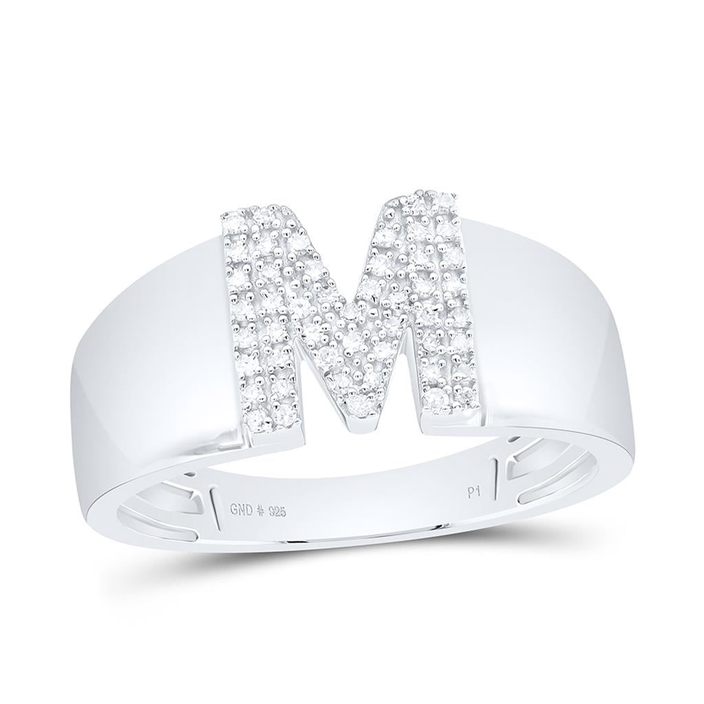 10K White Gold Diamond Gift Initial Ladies Ring