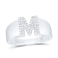 10K White Gold Diamond Gift Initial Ladies Ring