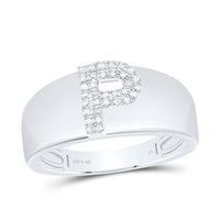 10K White Gold Diamond Gift Initial Ladies Ring