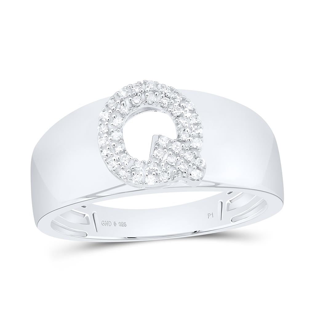 10K White Gold Diamond Gift Initial Ladies Ring