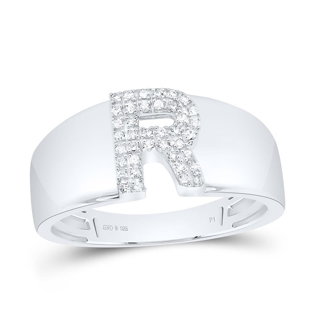10K White Gold Diamond Gift Initial Ladies Ring