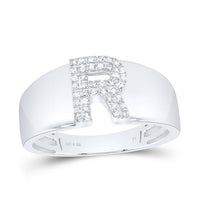 10K White Gold Diamond Gift Initial Ladies Ring
