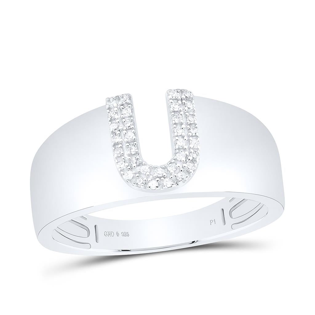 10K White Gold Diamond Gift Initial Ladies Ring