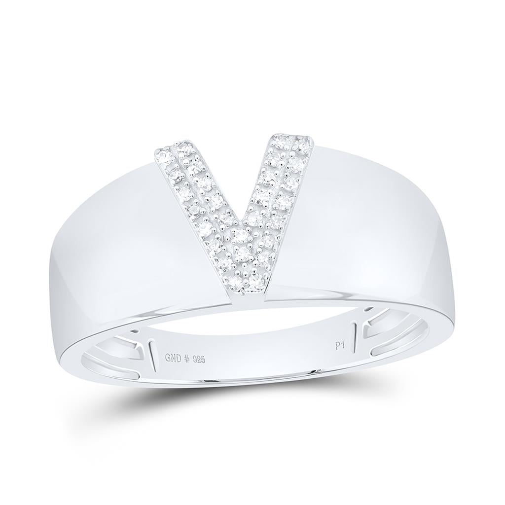 10K White Gold Diamond Gift Initial Ladies Ring