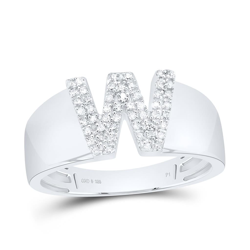 10K White Gold Diamond Gift Initial Ladies Ring
