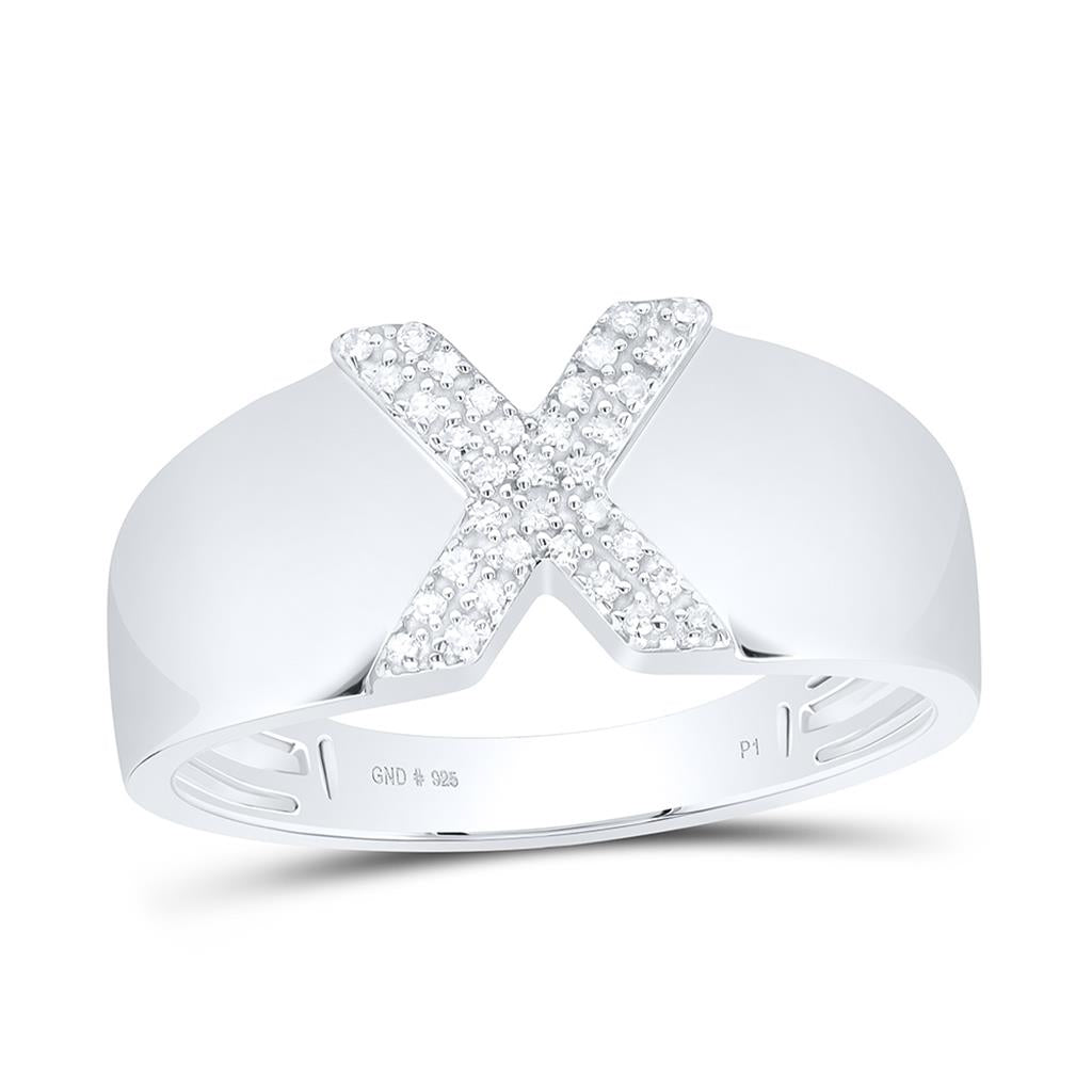 10K White Gold Diamond Gift Initial Ladies Ring