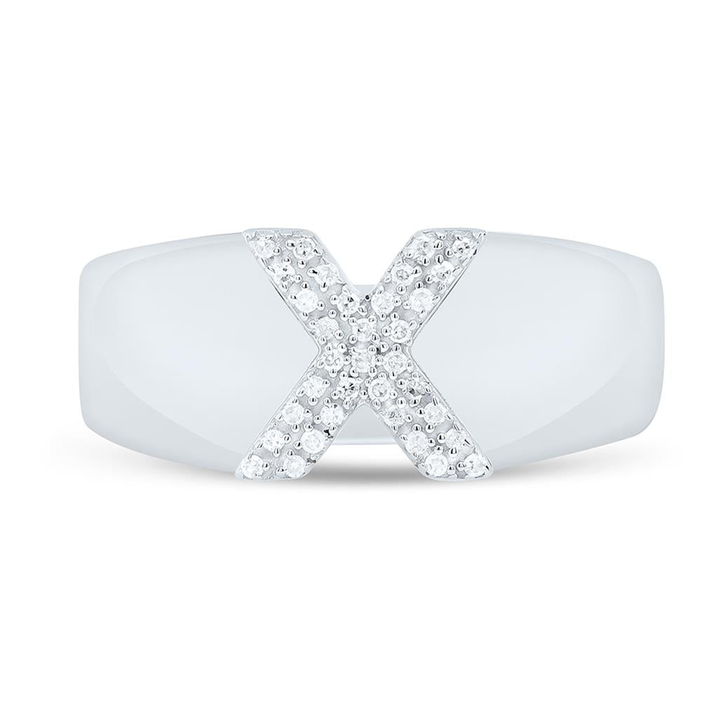 10K White Gold Diamond Gift Initial Ladies Ring