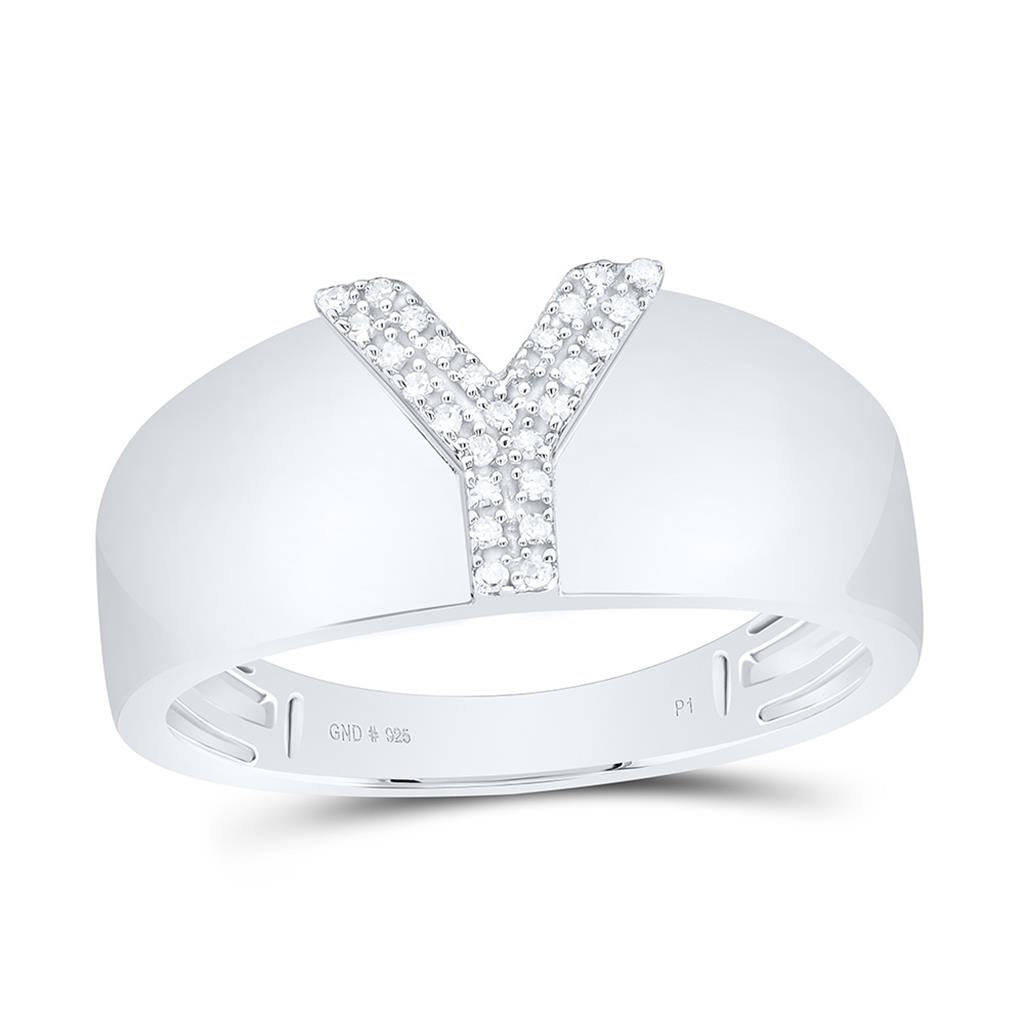 10K White Gold Diamond Gift Initial Ladies Ring
