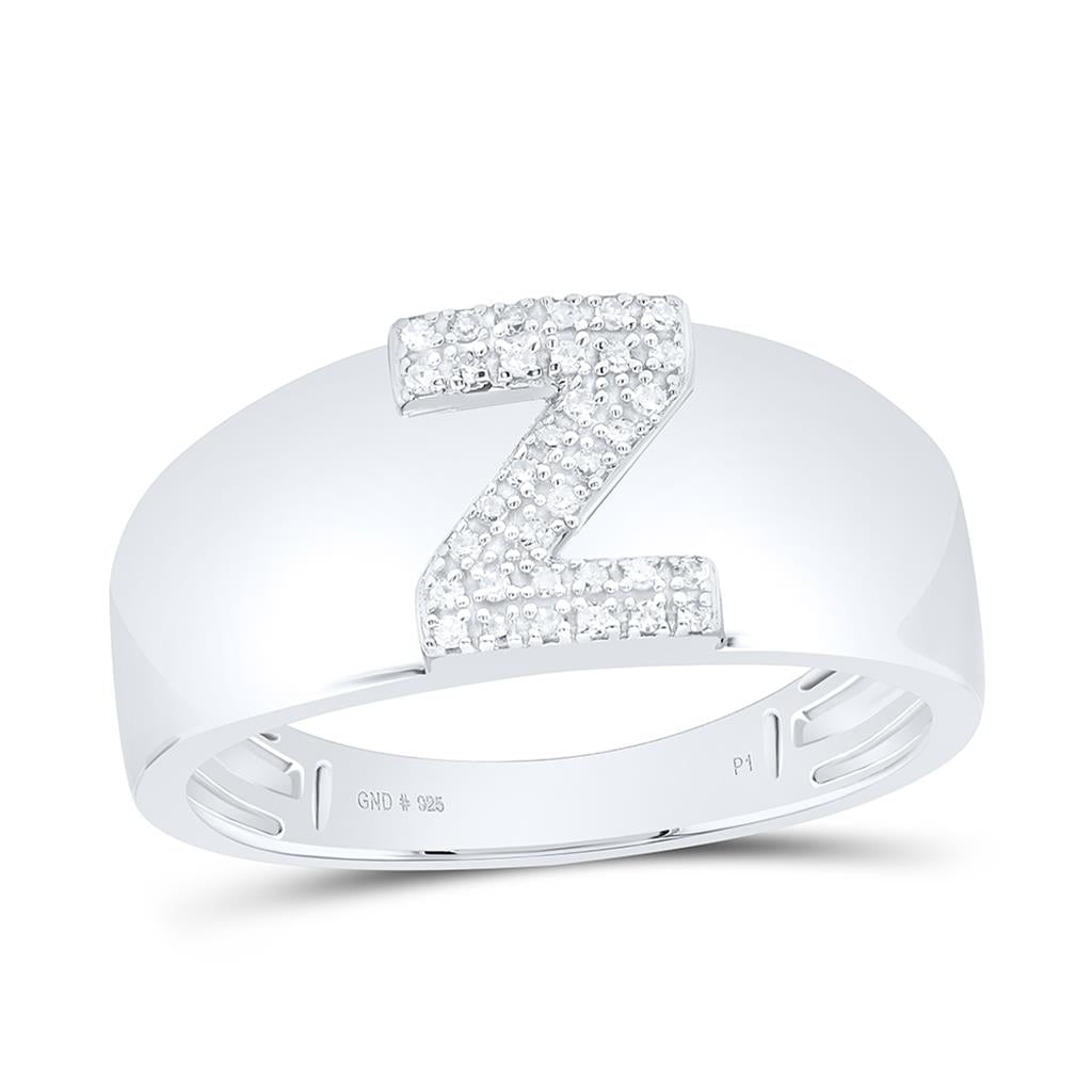 10K White Gold Diamond Gift Initial Ladies Ring