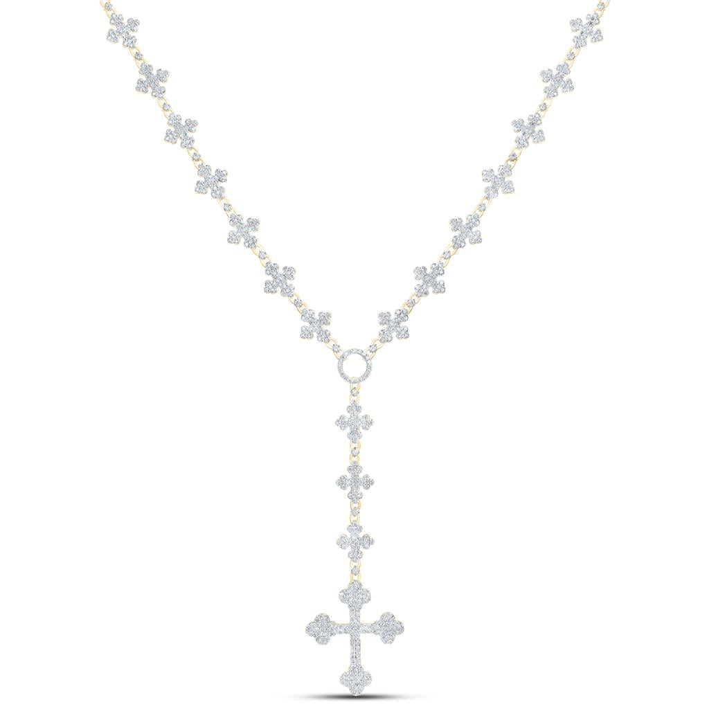 10K Yellow Gold Diamond Cross Chain Necklace 20-inch 5 Cttw