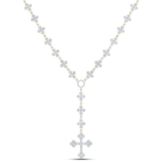 10K Yellow Gold Diamond Cross Chain Necklace 20-inch 5 Cttw
