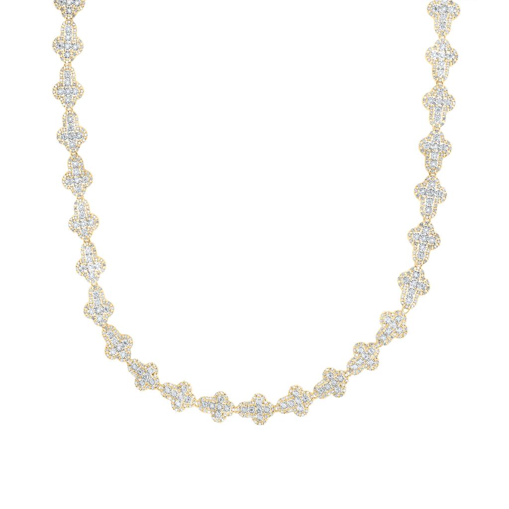 10K Yellow Gold Diamond Fanuk Cross Chain Necklace 22-inch 3-7/8 Cttw
