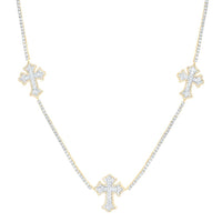 10K Yellow Gold Diamond Cross Chain Necklace 20-inch 2 Cttw