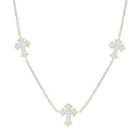 10K Yellow Gold Diamond Cross Chain Necklace 20-inch 1-1/2 Cttw
