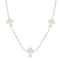 10K Yellow Gold Diamond Cross Chain Necklace 22-inch 1-1/2 Cttw
