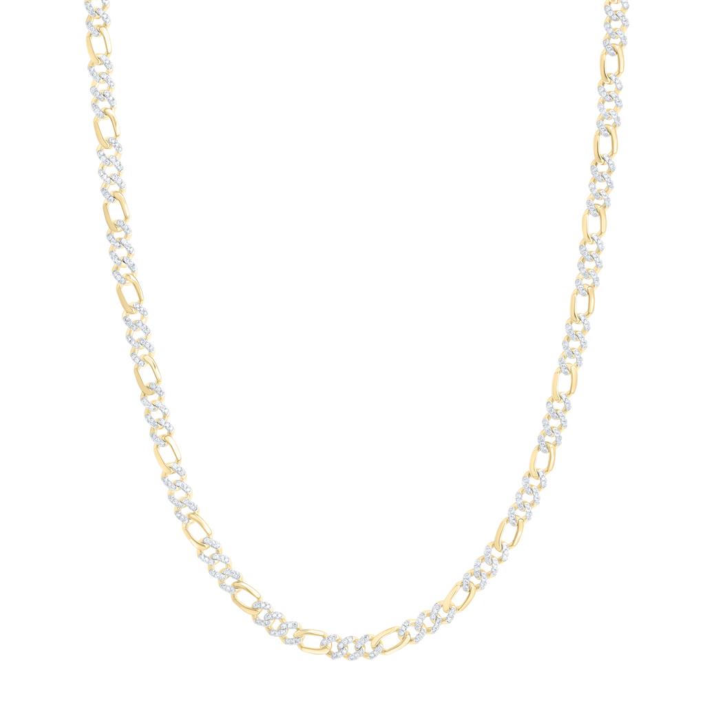 10K Yellow Gold Diamond Cuban Link Chain 22-inch 2-1/2 Cttw