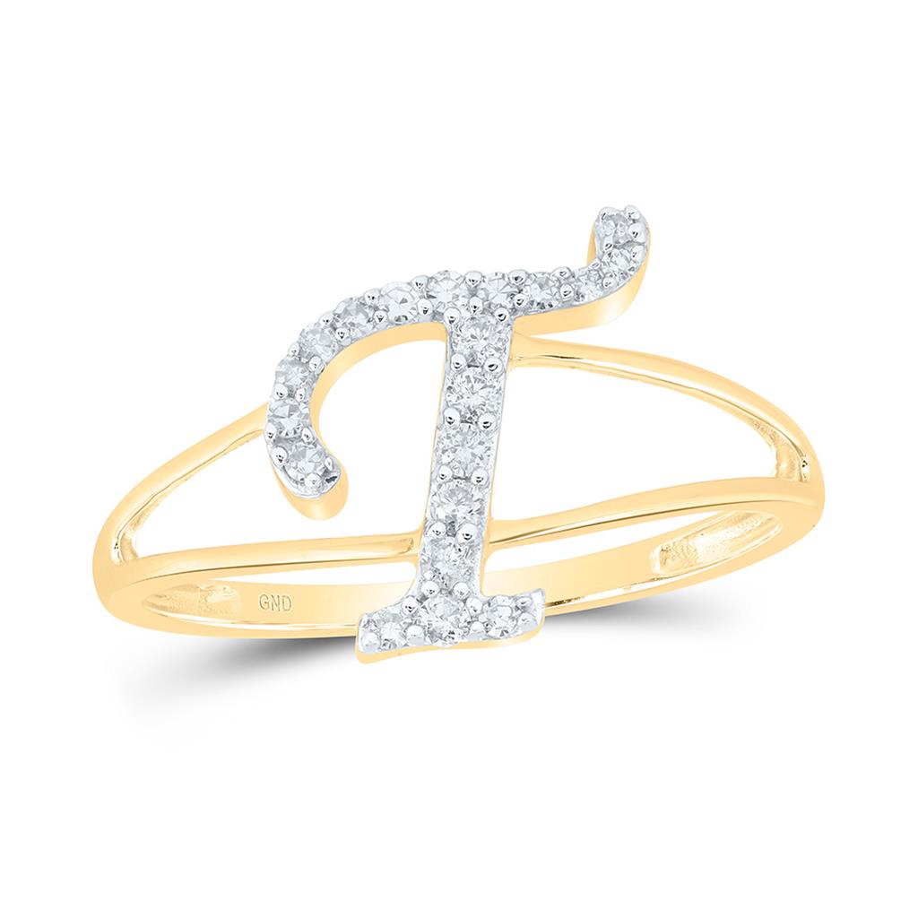 Diamond Gift Initial T Ladies Ring 1/6 Cttw