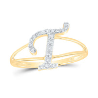 Diamond Gift Initial T Ladies Ring 1/6 Cttw