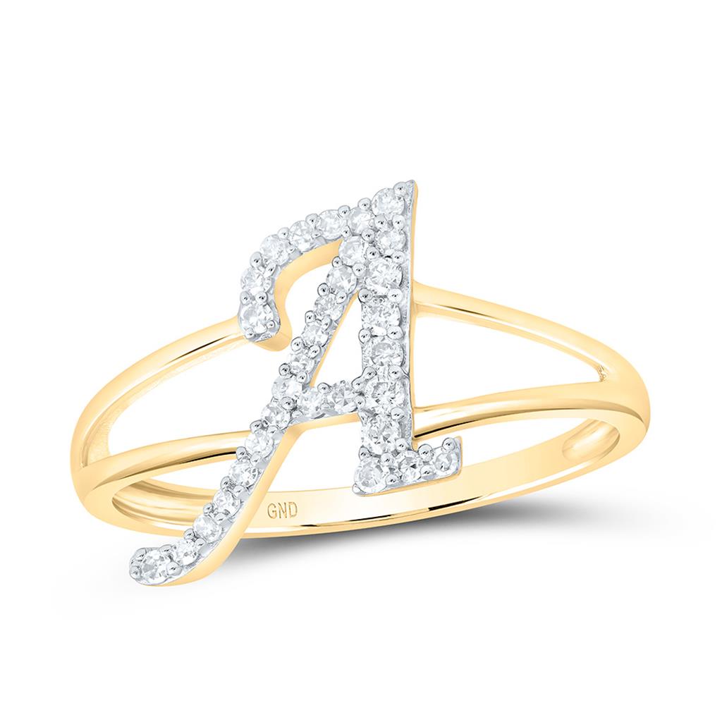 Diamond Gift Initial A Ladies Ring 1/5 Cttw