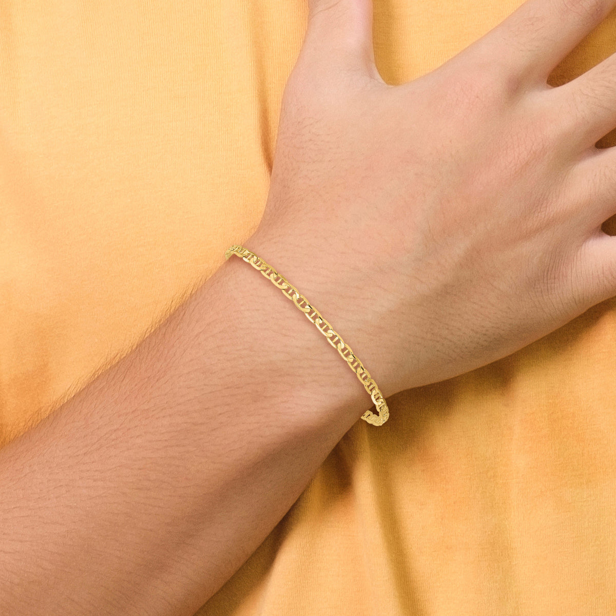 14k 3mm Concave Anchor Chain Anklet
