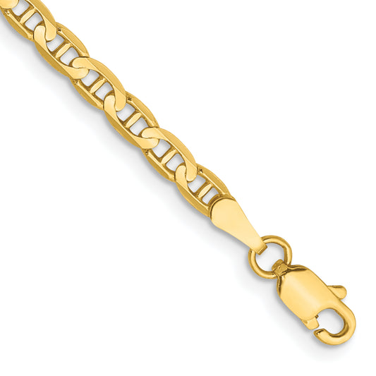 14k 3mm Concave Anchor Chain Anklet