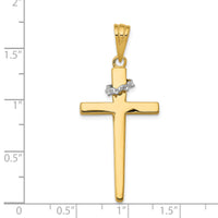 14K Two-Tone Cross w/Crown of Thorns Pendant