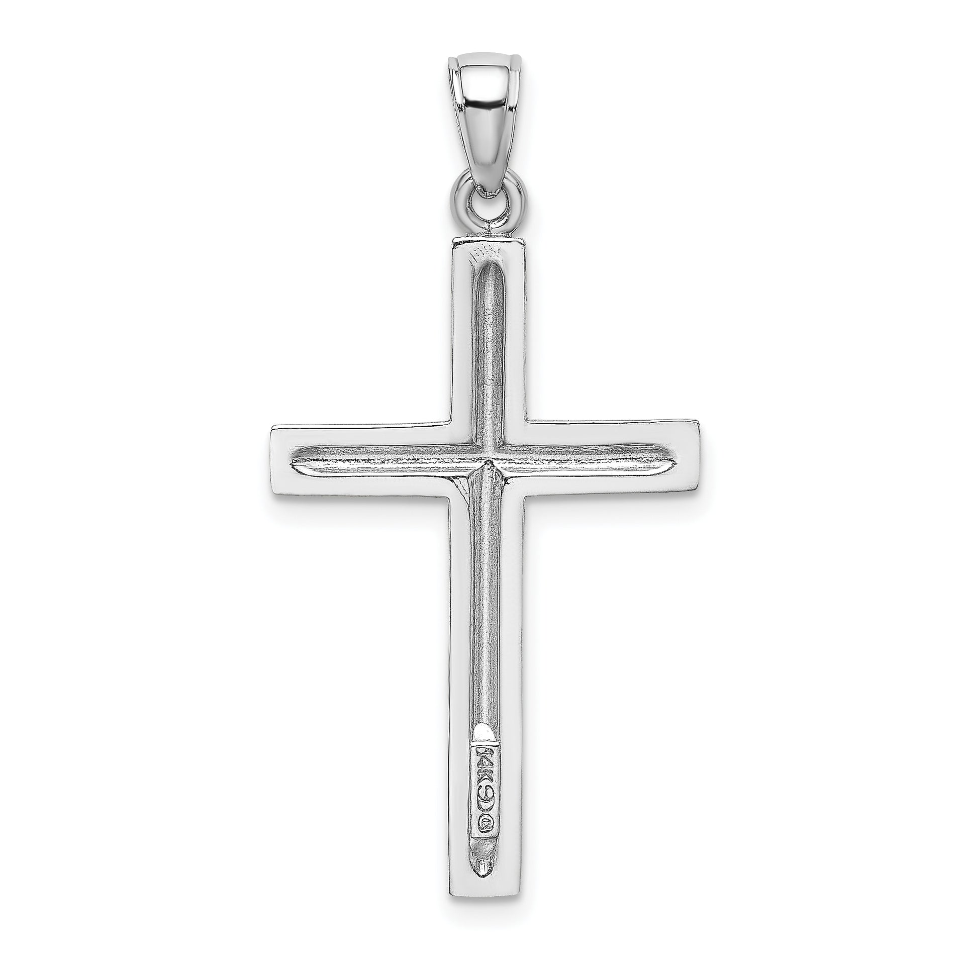 14k White Gold Polished Cross Pendant