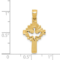 14k Dove Cross Charm