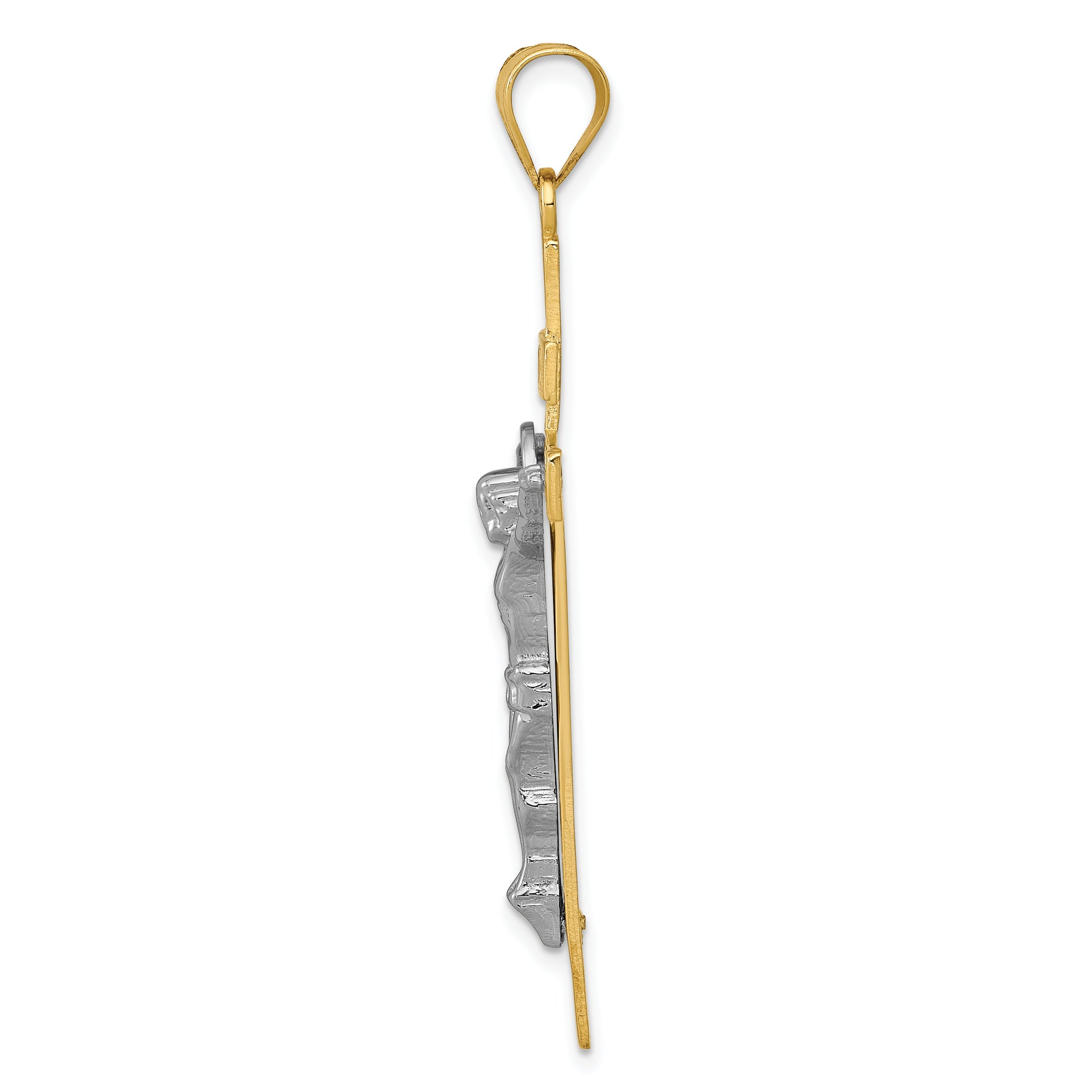 14K Two-tone INRI Crucifix Pendant
