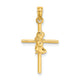 14k Praying Girl Cross Charm